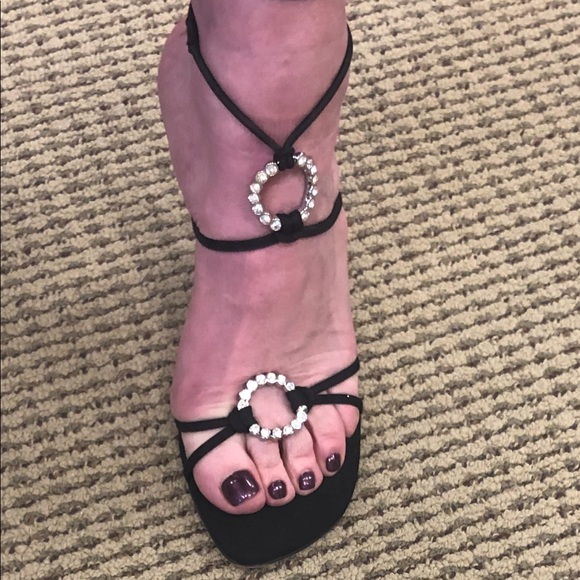 Stuart Weitzman black rhinestone heels. Size 7.5 - Picture 2 of 8